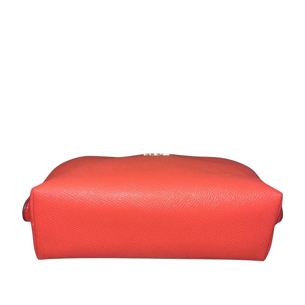 Coach Coral Orange Crossgrain Leather Cosmetic Case - Picture 9 of 13